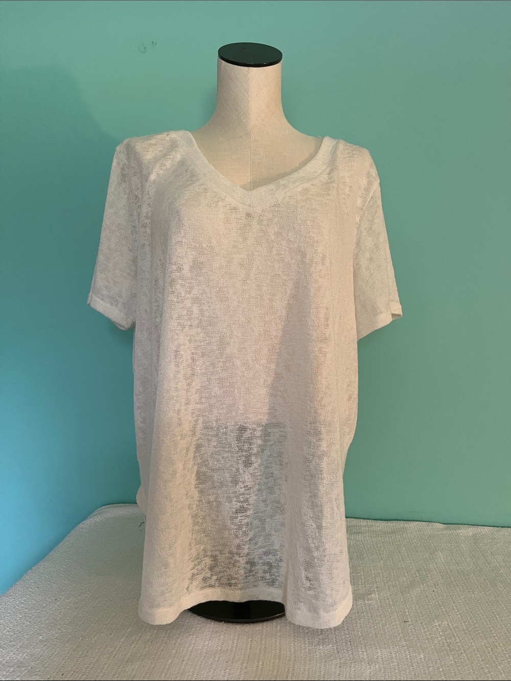 Classic V-Neck Short Sleeve Tee in White